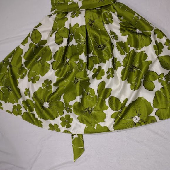 JESSICA HOWARD AVOCADO AND CREAM BOLD FLORAL,FIT AND FLARE WOMENS DRESS SIZE 12 - Picture 6 of 11